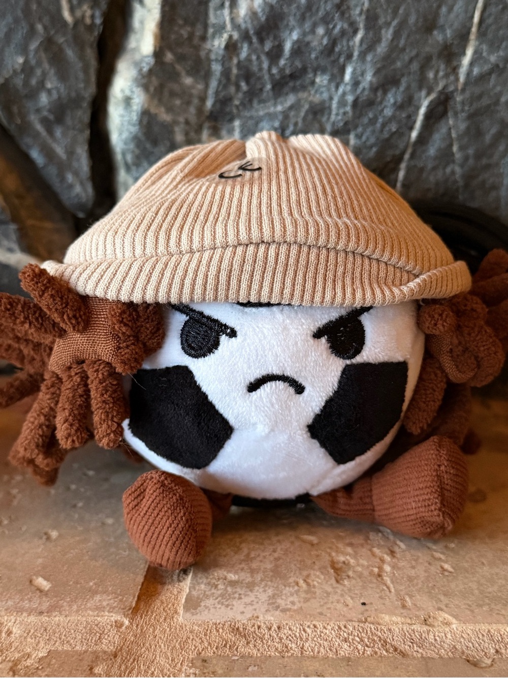 Plush Soccer Ball Character Toy Keychain.